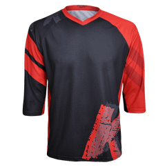 Tricou Ciclism FUNKIER Dolomiti Enduro (3/4 Sleeve) - Black/Red