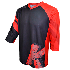 Tricou Ciclism Copii FUNKIER Dolomiti-K Enduro Kids (3/4 Sleeve) - Black/Red