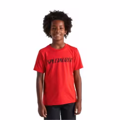 Tricou Ciclism Copii SPECIALIZED Youth Wordmark (S/S) - Flo Red